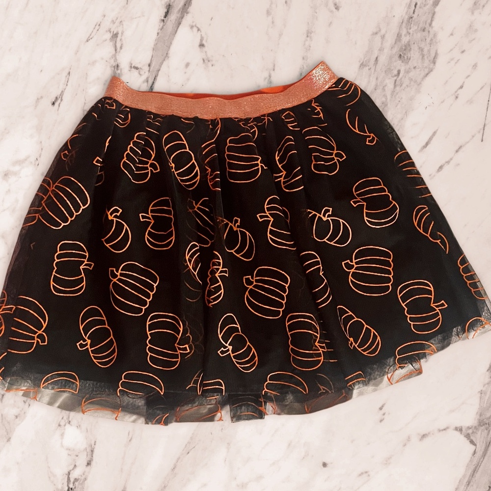 NWOT Cat & Jack Halloween TuTu Skirt Sparkle Waistband Layered Hem XL